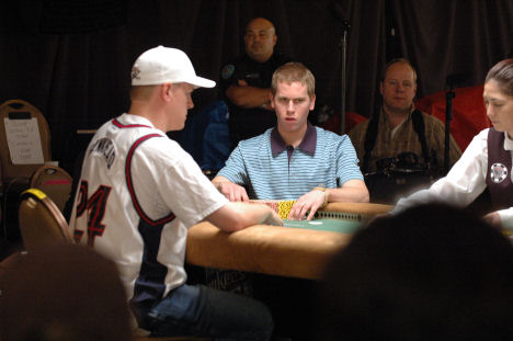 Young Jeff Madsen, seated at center, playing poker against Erick Lindgren